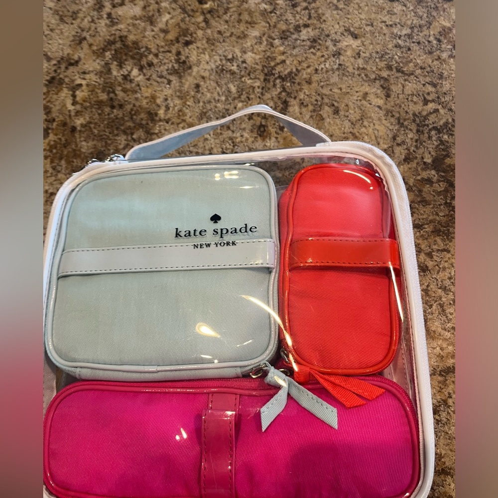 COPY - 4p Kate Spade Cosmetic Case Makeup Bag Set 🤍💙💖🧡 New!!!